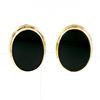 Image 1 : Vintage 14kt Yellow Gold Bezel Set Oval Black Onyx Button Screw-On Earrings