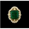 Image 2 : 14KT Yellow Gold 9.30 ctw Emerald and Diamond Ring