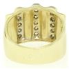Image 5 : Italian 14K Solid Yellow Gold .35 ctw G VS Diamond Vertical Grooved Wide Band Ri