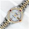 Image 2 : Rolex Ladies 2 Tone MOP & Sapphire Diamond Datejust Wriswatch With Rolex Box 26M