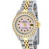 Image 2 : Rolex Ladies 2 Tone 18K Pink MOP Ruby Diamond Sapphire Datejust Wristwatch