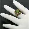 Image 7 : Vintage 14K Yellow Gold 2.43 ctw Oval Peridot Diamond & Black Enamel Halo Ring