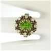 Image 8 : Vintage 14K Yellow Gold 2.43 ctw Oval Peridot Diamond & Black Enamel Halo Ring