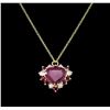 Image 3 : 5.29 ctw Ruby and Diamond Pendant - 14KT Yellow Gold