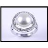 Image 1 : Superb 14K White Gold Pearl and Diamond Ring #1852013