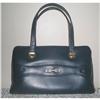 Image 1 : Navy Blue Leather Like Kelly Handbag by John #1852531