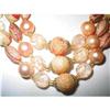 Image 1 : 3 Strand Pink Stippled Necklace & Earrings #1852569