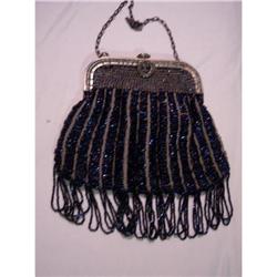 Blue Carnival Glass Beaded Purse #1853002