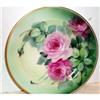 Image 1 : Hand Painted Limoges Red Rose on Green Plate #1853887