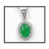 Image 1 : Pretty Green Jade Pendant with Diamonds #1853898