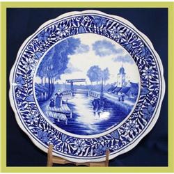 Blue Delft Plate Boch La Louviere Woman & Girl #1854317