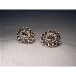 18K Pink Rose Gold Diamond Sapphire Earrings #1854388