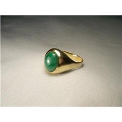Estate 14K YG Gold Chinese Jade Mens Ring #1854390