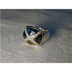 14K WG Amethyst Citrine Topaz Diamond Ring #1854394