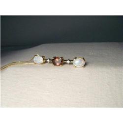 14K YG Opal Pink Tourmaline Diamond Necklace #1854396