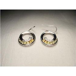 14K WG Yellow Sapphire Diamond Circle Earrings #1854402