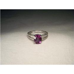 Estate 14K WG Amethyst Diamond Filigree Ring #1854409