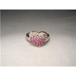 14K WG Gold Pink Sapphire Diamond Heart Ring #1854415
