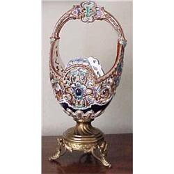 Hungarian Zsolnay basket on bronze mount #1854447