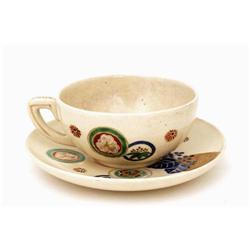 Old Japanese Gosu Satsuma Cup & Saucer Sg #1854541