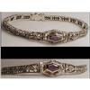 Image 1 : Sterling FILIGREE Amethyst Deco BRACELET #1854687