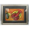 Image 1 : LARGE LOBSTER N WINE COLORFUL PRINT FRAMED #1854784