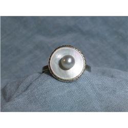 8  ct. White Gold Ring with Mother of Pearl & #1855171