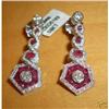 Image 1 : Antique 18K White Gold Diamond & Ruby Earrings #1855409