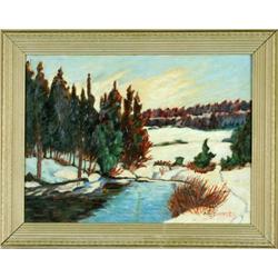 Winter scene - G. Dunkley, oil on canvas #1884242