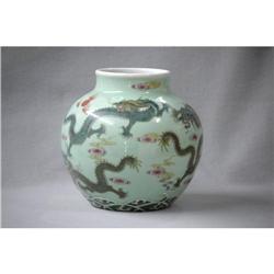 Chinese  celadon  porcelain  dragon  jar. #1884428