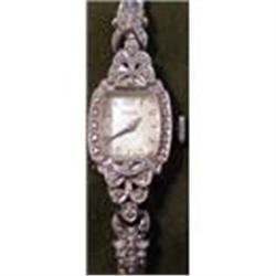 14K Elgin White gold 23 Jewel diamond wrist #1884664