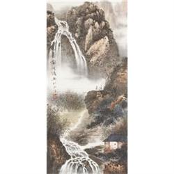 original ink painting, Water Fall, 38x19 inch, #1884666