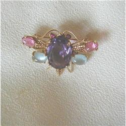 60's OLD GUMPS 14K/AMETHYST BUG PIN #1884730