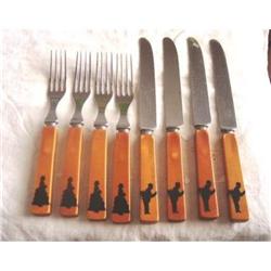 Vintage BAKELITE  Flatware Silhouettes Set #1884959