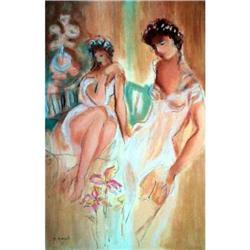 Batia Magal, Sisters, Signed SS on Canvas #1884969