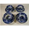 Image 1 : 4 Flow Blue Cups & Saucers Hong Kong #1889815