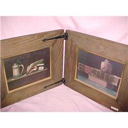 Vintage Prints in Hinged Wood Frame #1889964