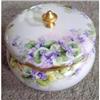 Image 1 : Large Belleek Dresser Powder Jar - HP Violets #1890008
