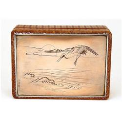 Old Japanese Silver Bronze Bamboo Box Sg #1890209