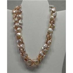 Pink Fresh Water Coin Pearl Necklace 18" #1890328