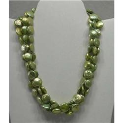 Lime Green Fresh Water Coin Pearl Necklace 18? #1890329