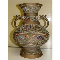 Chinese Bronze Enamel Fish Handle Vase #1890577