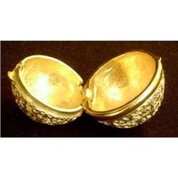 Antique Brass Hinged Pill Box #1890588