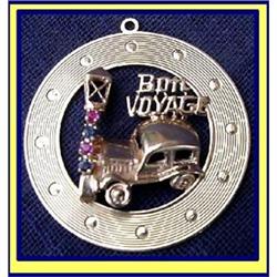 VINTAGE CAR CHARM PENDANT RUBY SAPHIRE GOLD #1890608