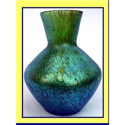 LOETZ GLASS VASE OIL SPOT IRIDESCENT BLUE #1890614