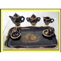 COBALT BLUE GOLD MINIATURE LIMOGES TEASET 19C #1890615