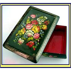 HANDPAINTED RUSSIAN LACQUER BOX VFINE FLOWERS #1890617
