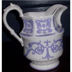 1840's English creamware & lavender pitcher  #1890620