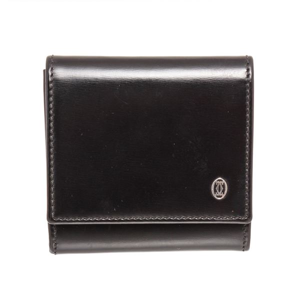 Authentic Cartier Black Leather Coin Purse