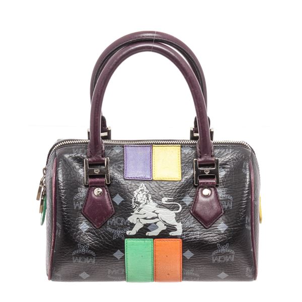 Authentic MCM Black Visetos Leather Satchel